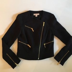 Michael Kors black jacket w/gold zipper details